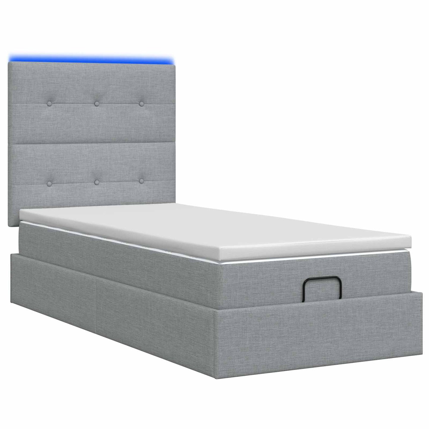 Letto Ottomano con Materasso e LED Grigio Chiaro 90 x 190 cm | homemem39