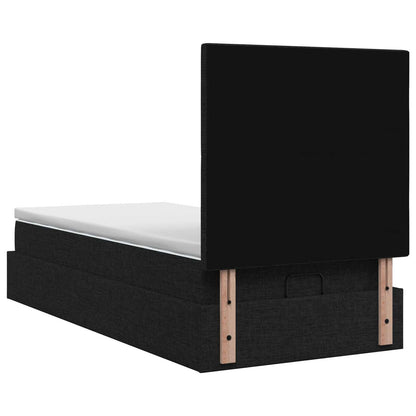 Letto Ottomano con Materasso e LED Nero 90 x 190 cm Tessuto
