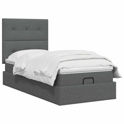 Letto Ottomano con Materasso e LED Grigio Scuro 90 x 200 cm | homemem39