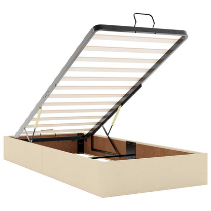Letto Ottomano con Materasso e LED Crema 90 x 200 cm Tessuto