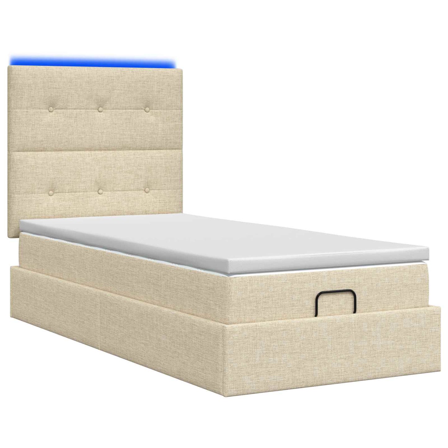 Letto Ottomano con Materasso e LED Crema 90 x 200 cm Tessuto