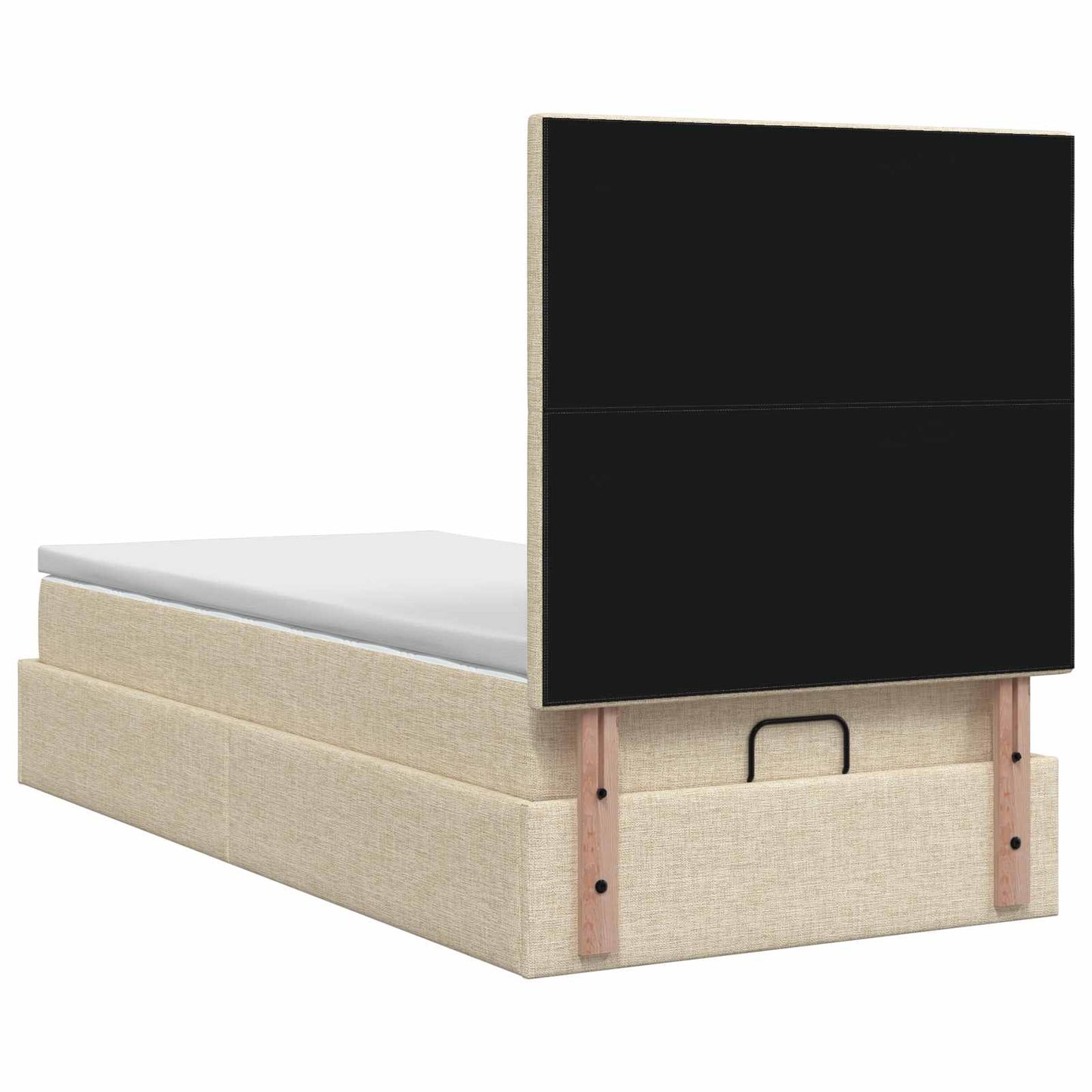 Letto Ottomano con Materasso e LED Crema 90 x 200 cm Tessuto