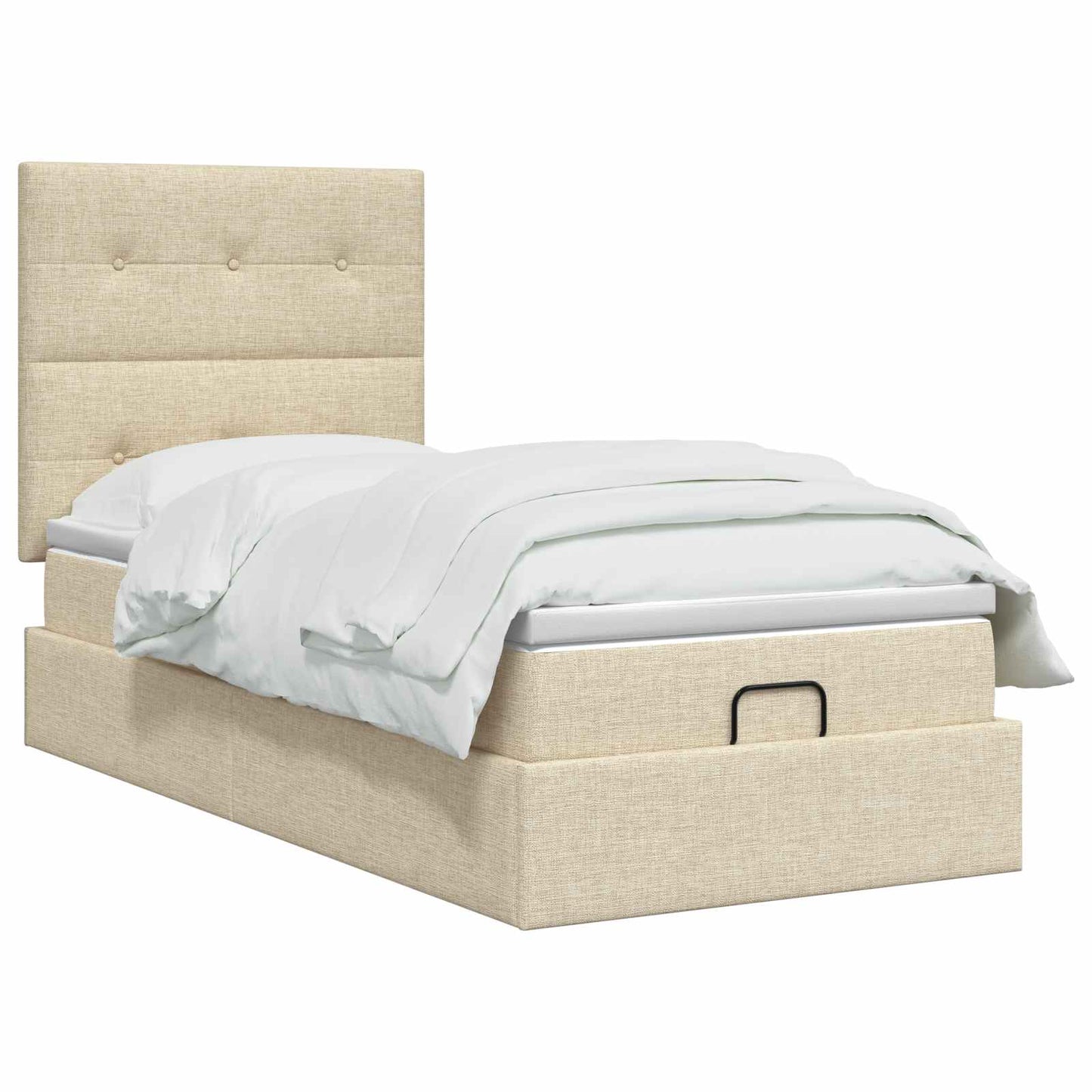 Letto Ottomano con Materasso e LED Crema 90 x 200 cm Tessuto