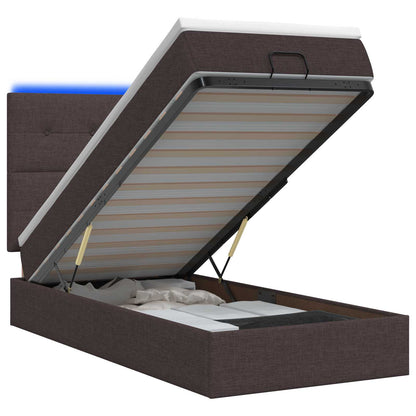 Letto Ottomano con Materasso e LED Marrone Scuro 100 x 200 cm