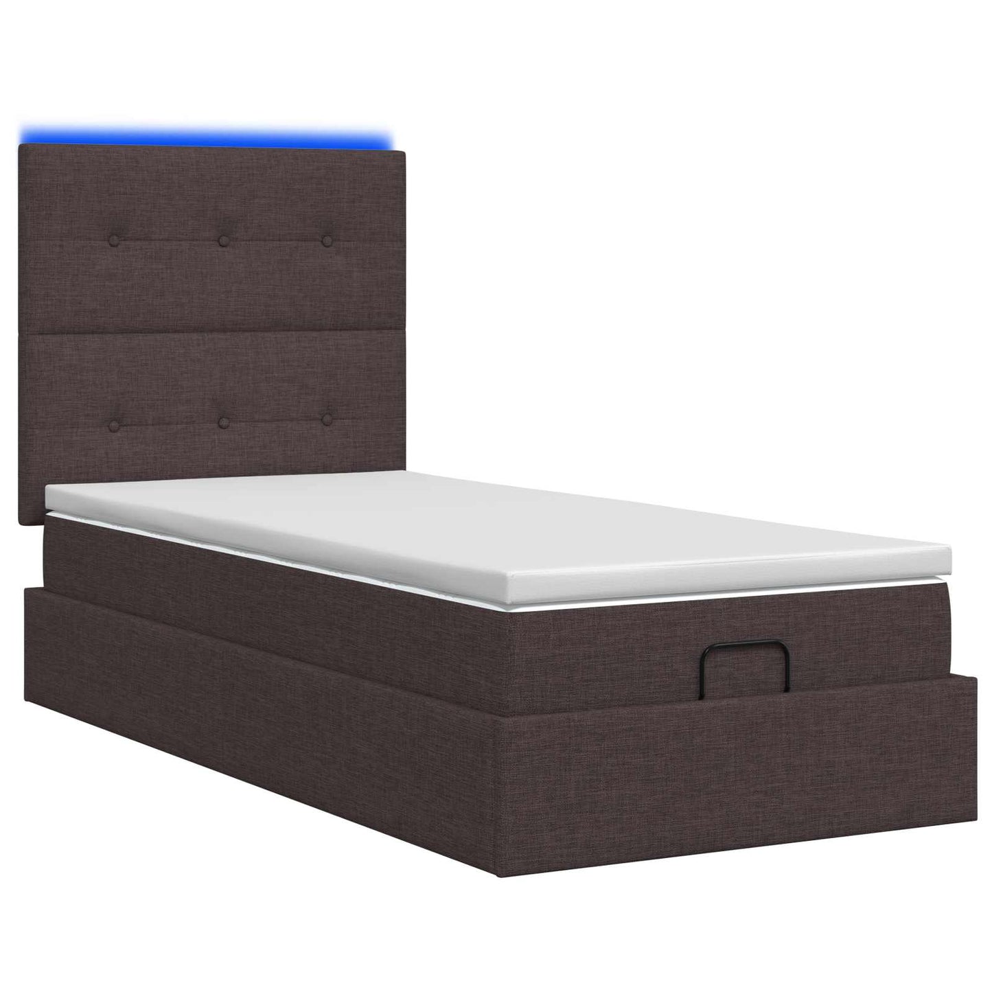 Letto Ottomano con Materasso e LED Marrone Scuro 100 x 200 cm | homemem39