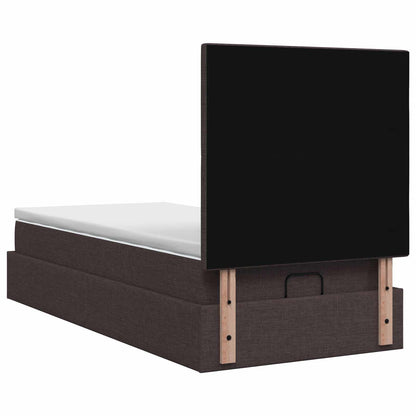 Letto Ottomano con Materasso e LED Marrone Scuro 100 x 200 cm | homemem39