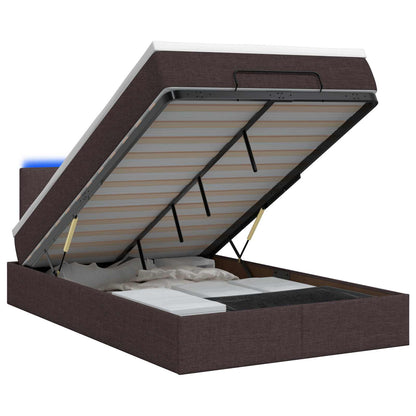 Letto Ottomano con Materasso e LED Marrone Scuro 120 x 190 cm | homemem39