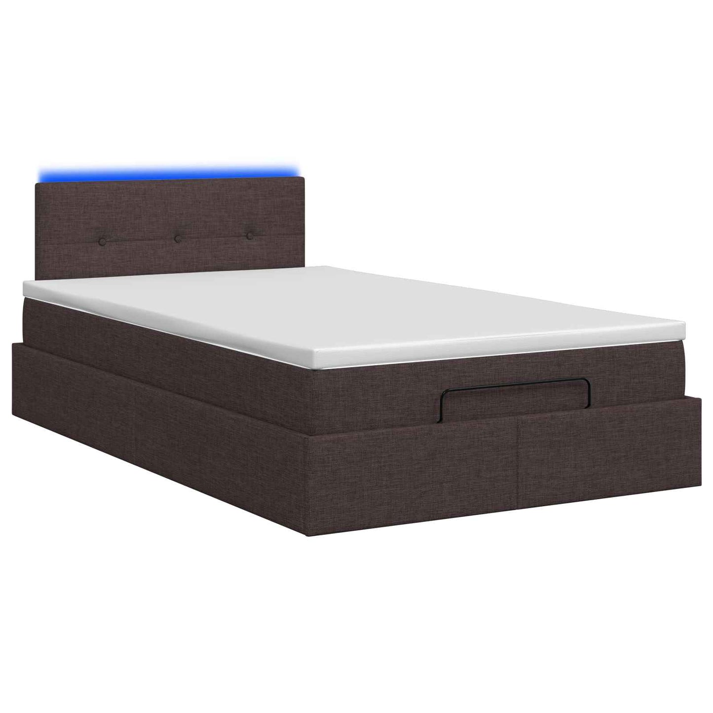 Letto Ottomano con Materasso e LED Marrone Scuro 120 x 190 cm | homemem39