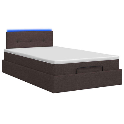 Letto Ottomano con Materasso e LED Marrone Scuro 120 x 190 cm | homemem39