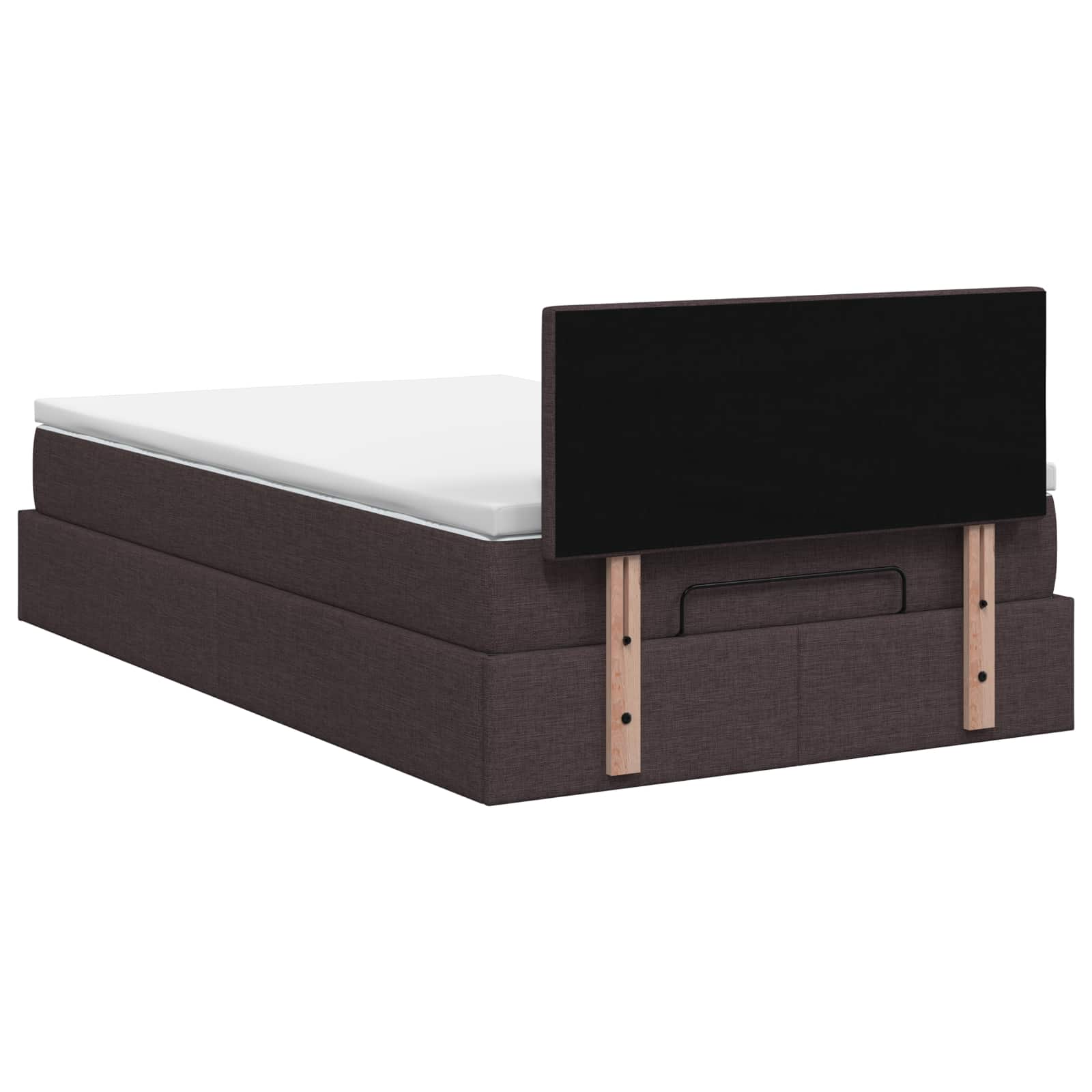 Letto Ottomano con Materasso e LED Marrone Scuro 120 x 190 cm | homemem39