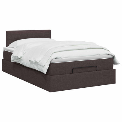 Letto Ottomano con Materasso e LED Marrone Scuro 120 x 190 cm | homemem39