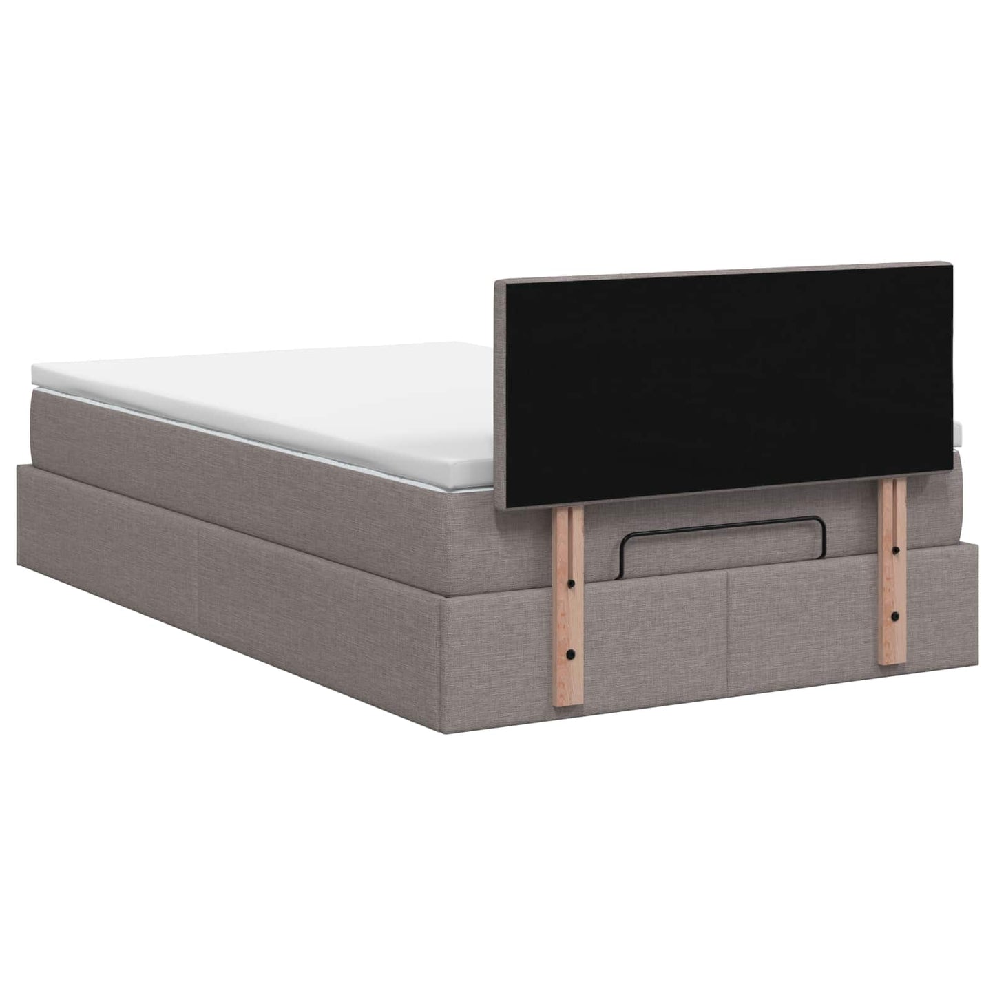 Letto Ottomano con Materasso e LED Tortora 120 x 190 cm Tessuto | homemem39