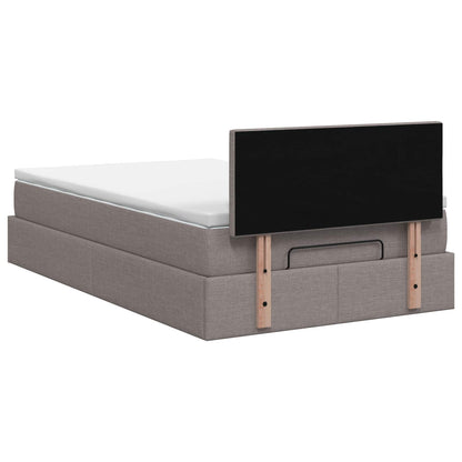 Letto Ottomano con Materasso e LED Tortora 120 x 190 cm Tessuto | homemem39