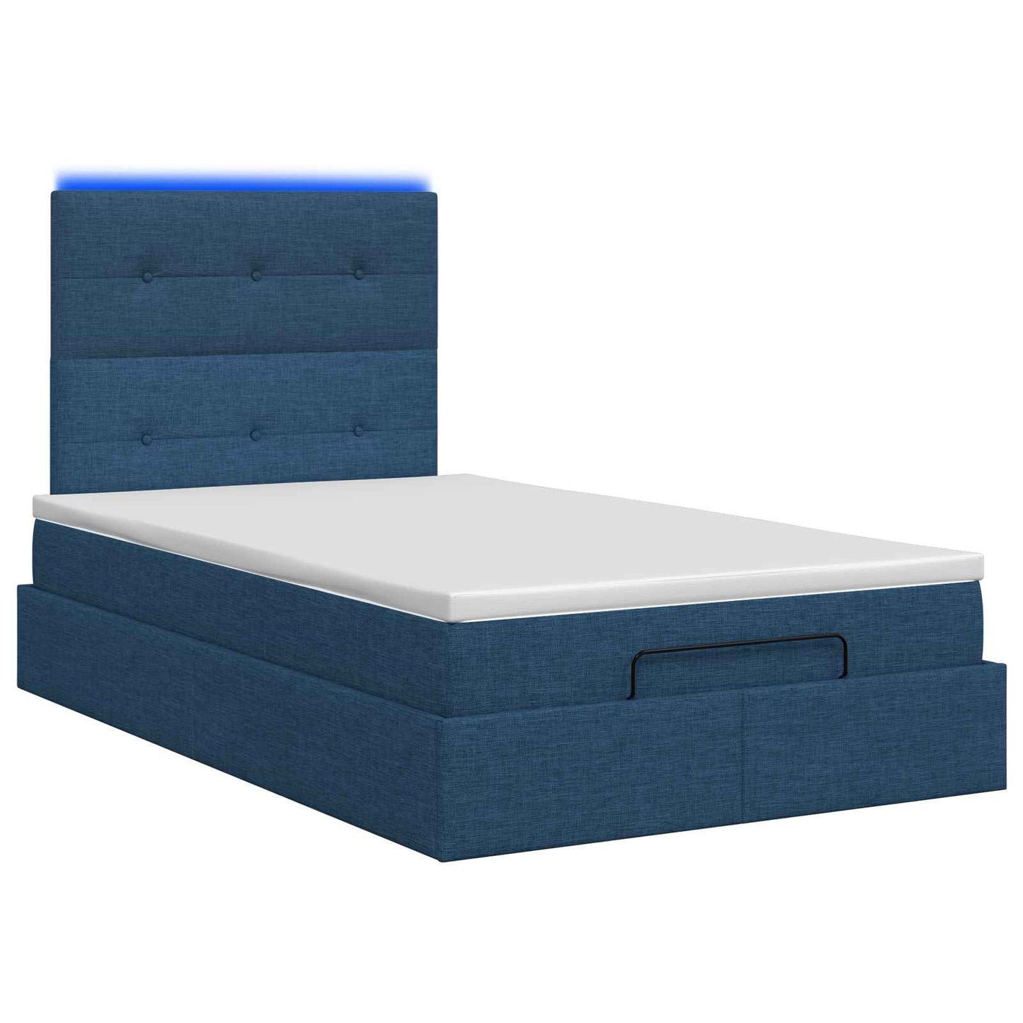 Letto Ottomano con Materasso e LED Blu 120 x 200 cm Tessuto