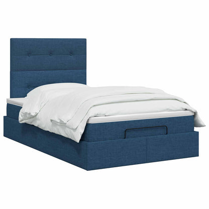 Letto Ottomano con Materasso e LED Blu 120 x 200 cm Tessuto