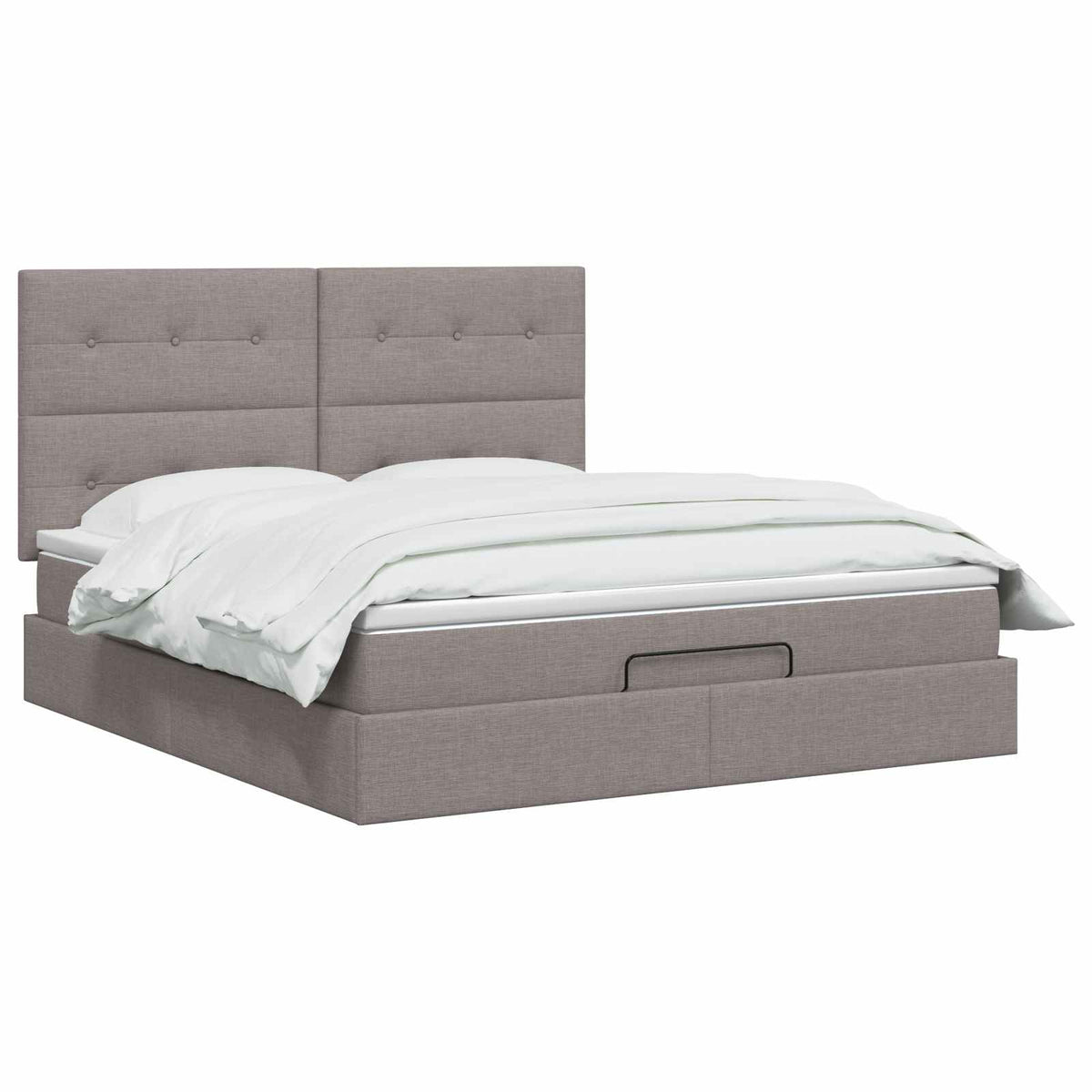 Letto Ottomano con Materasso e LED Tortora 140 x 190 cm Tessuto | homemem39