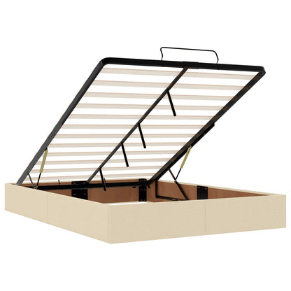 Letto Ottomano con Materasso e LED Crema 140 x 190 cm Tessuto