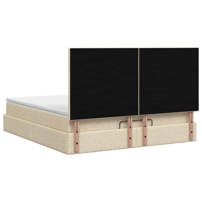 Letto Ottomano con Materasso e LED Crema 140 x 190 cm Tessuto