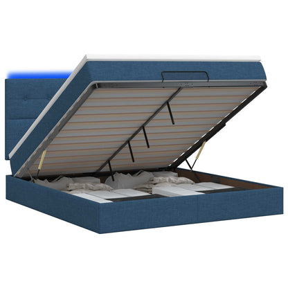 Letto Ottomano con Materasso e LED Blu 140 x 190 cm Tessuto | homemem39