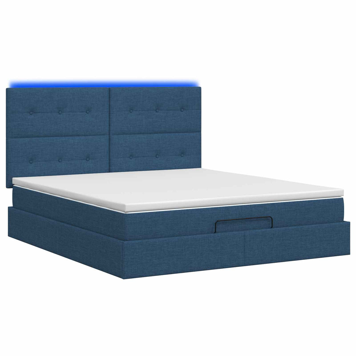 Letto Ottomano con Materasso e LED Blu 140 x 190 cm Tessuto | homemem39