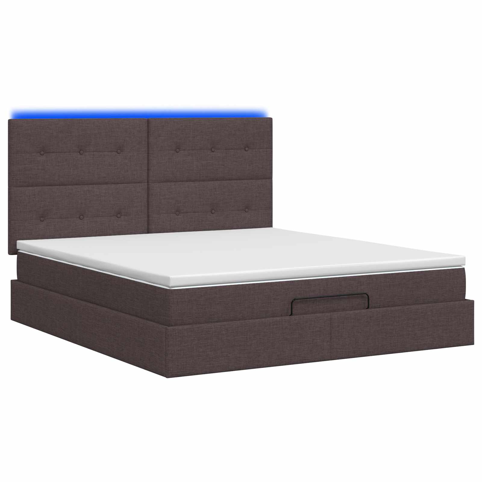 Letto Ottomano con Materasso e LED Marrone Scuro 140 x 200 cm | homemem39