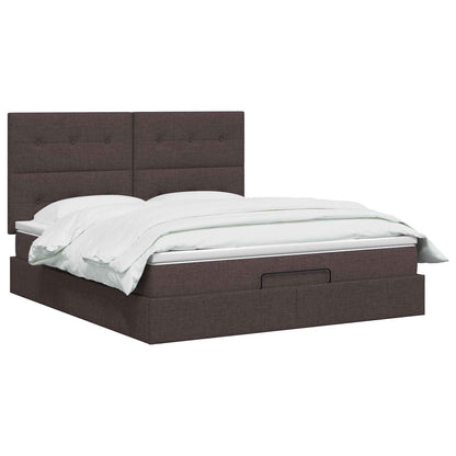Letto Ottomano con Materasso e LED Marrone Scuro 140 x 200 cm | homemem39