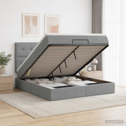 Letto Ottomano con Materasso e LED Grigio Chiaro 140 x 190 cm | homemem39