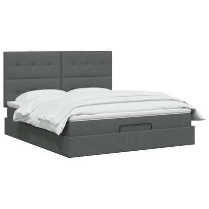 Letto Ottomano con Materasso e LED Grigio Scuro 180 x 200 cm | homemem39