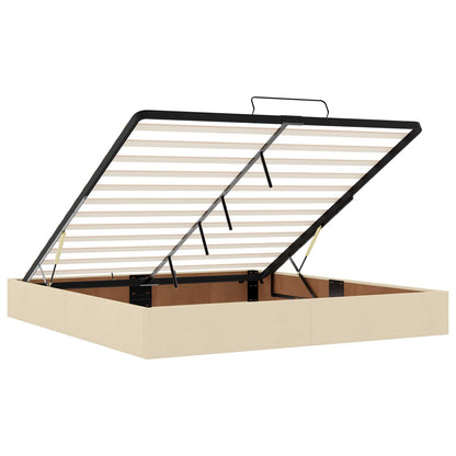 Letto Ottomano con Materasso e LED Crema 180 x 200 cm Tessuto
