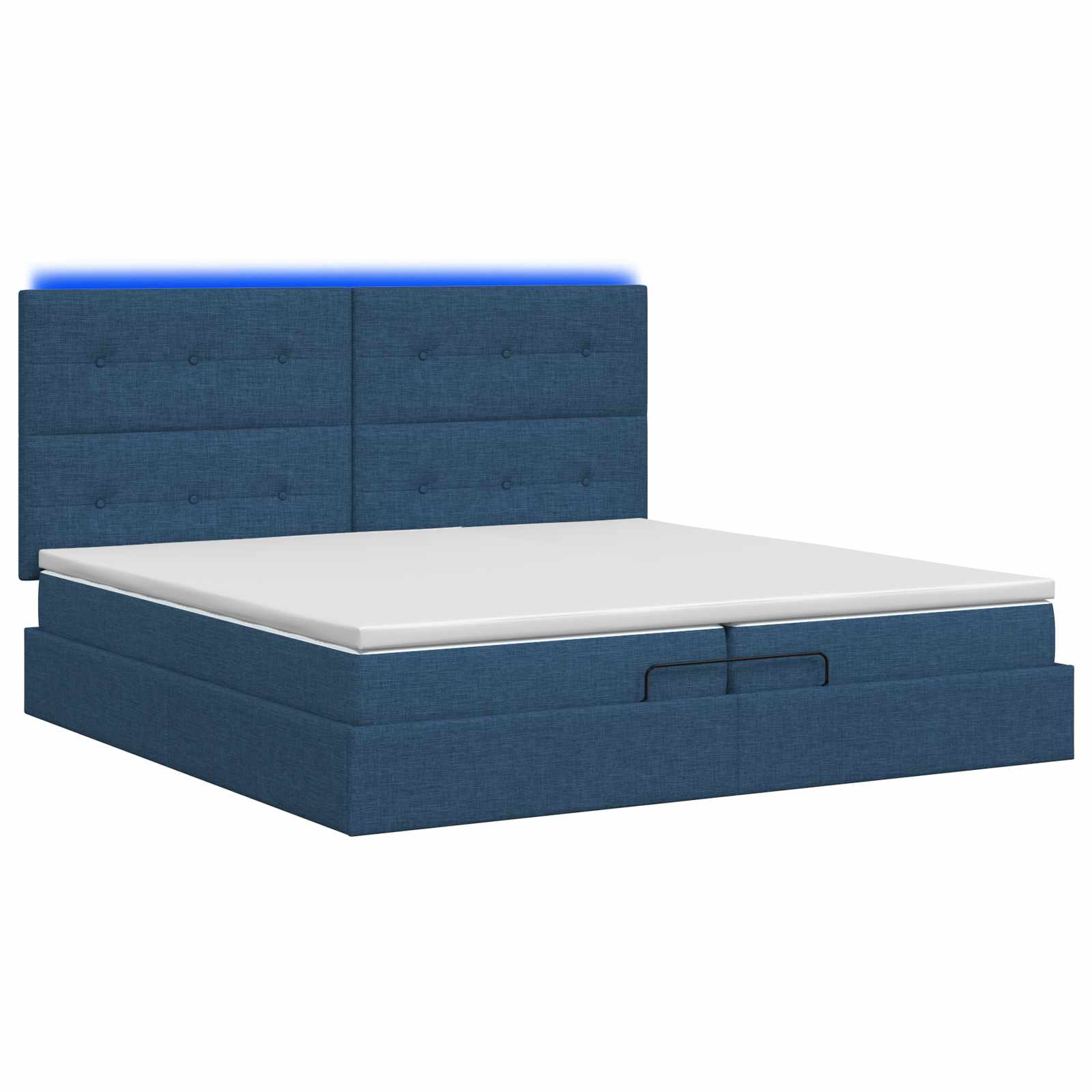 Letto Ottomano con Materasso e LED Blu 200 x 200 cm Tessuto | homemem39