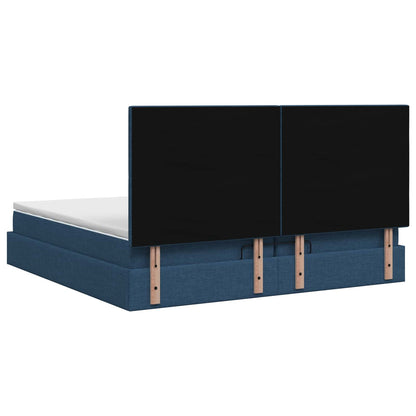 Letto Ottomano con Materasso e LED Blu 200 x 200 cm Tessuto | homemem39