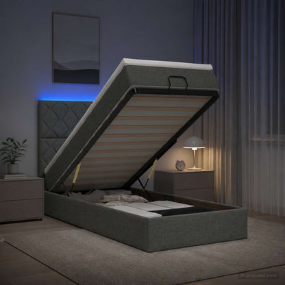 Letto Ottomano con Materasso e LED Grigio Scuro 80 x 200 cm | homemem39