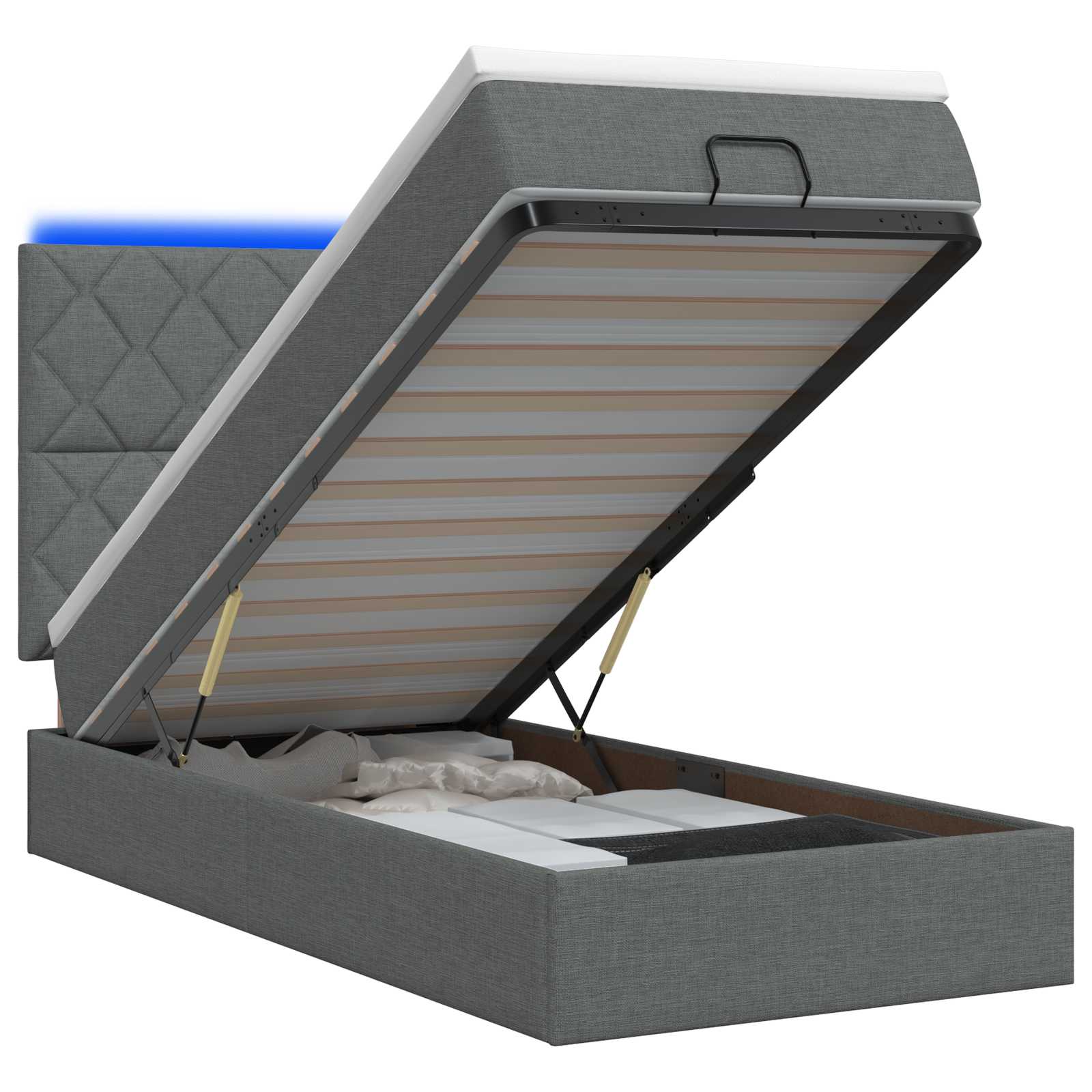 Letto Ottomano con Materasso e LED Grigio Scuro 80 x 200 cm | homemem39