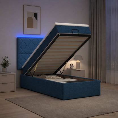 Letto Ottomano con Materasso e LED Blu 80 x 200 cm Tessuto | homemem39