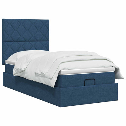 Letto Ottomano con Materasso e LED Blu 80 x 200 cm Tessuto | homemem39
