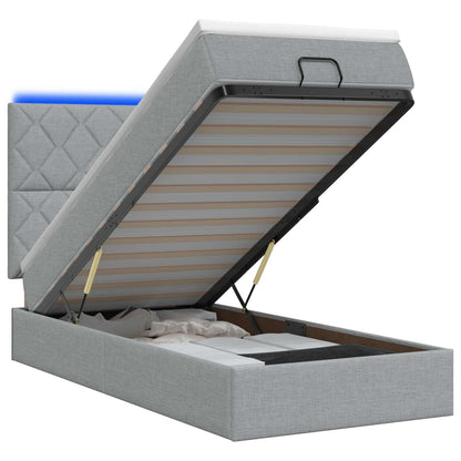 Letto Ottomano con Materasso e LED Grigio Chiaro 100 x 200 cm