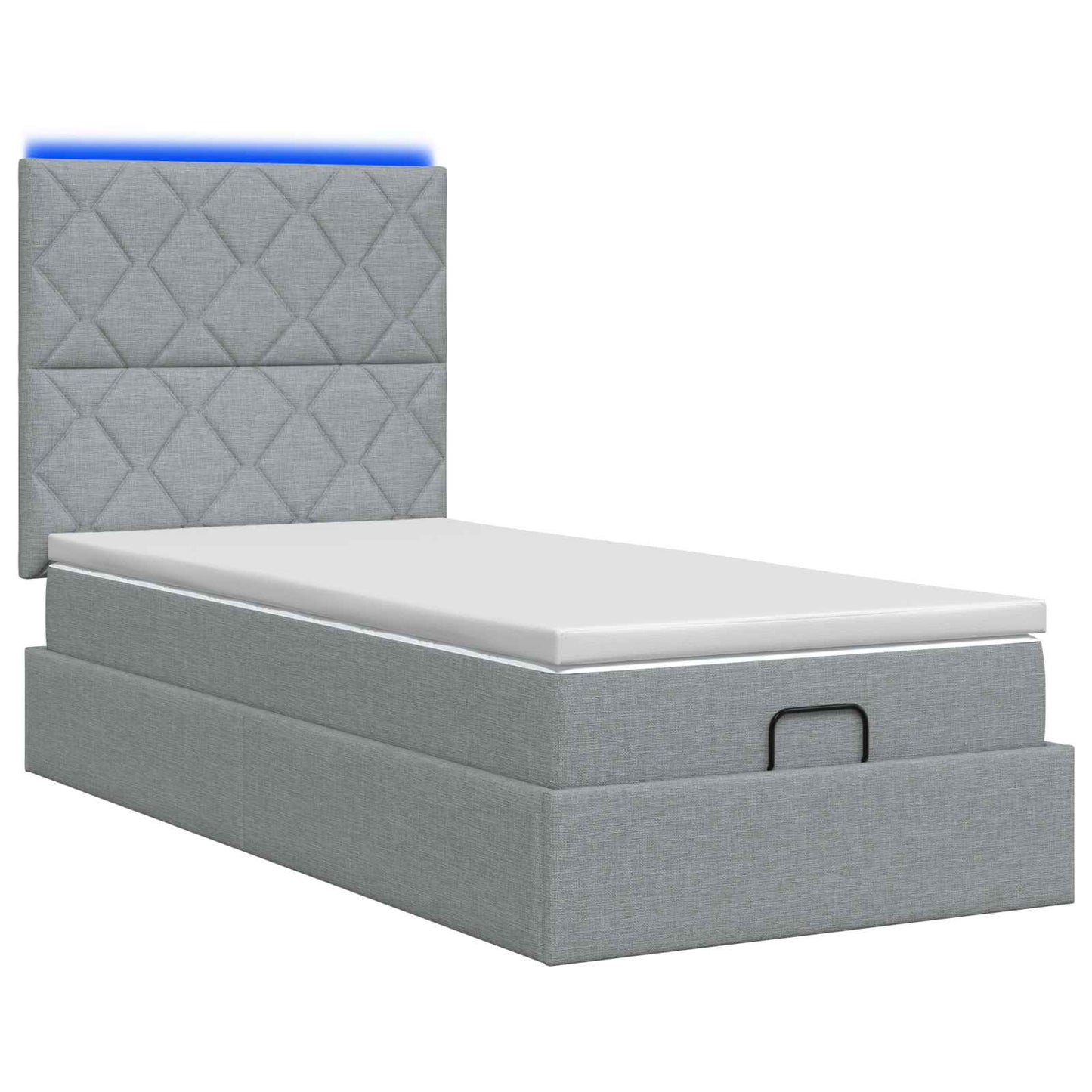 Letto Ottomano con Materasso e LED Grigio Chiaro 100 x 200 cm