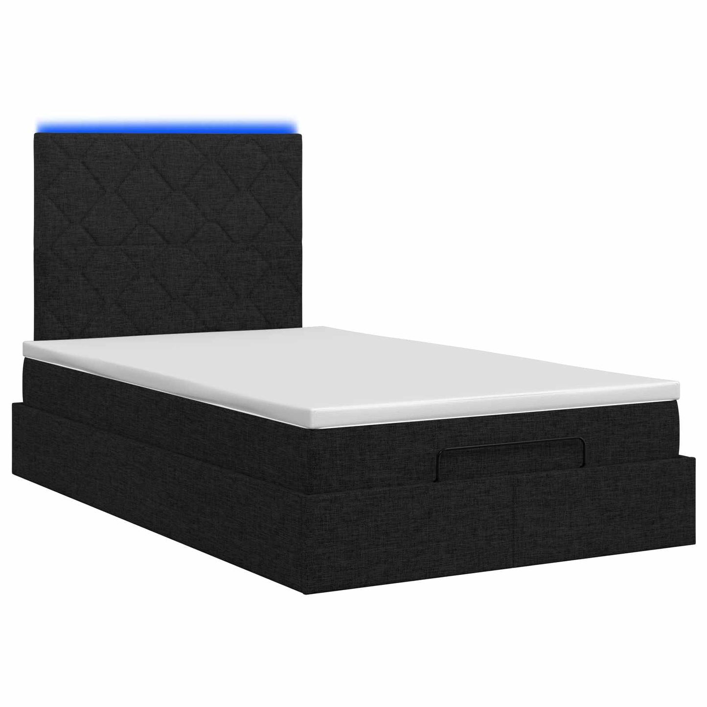 Letto Ottomano con Materasso e LED Nero 120 x 200 cm Tessuto | homemem39