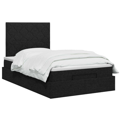 Letto Ottomano con Materasso e LED Nero 120 x 200 cm Tessuto | homemem39