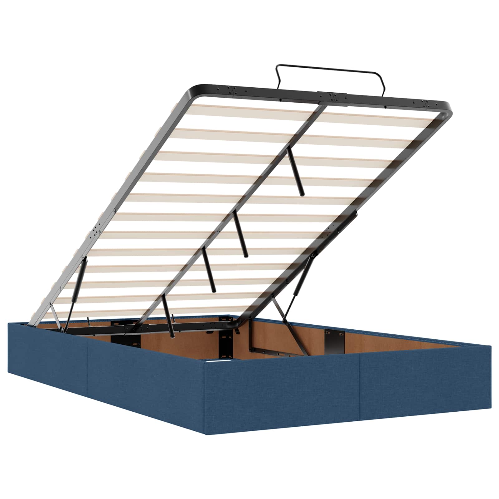 Letto Ottomano con Materasso e LED Blu 120 x 200 cm Tessuto | homemem39