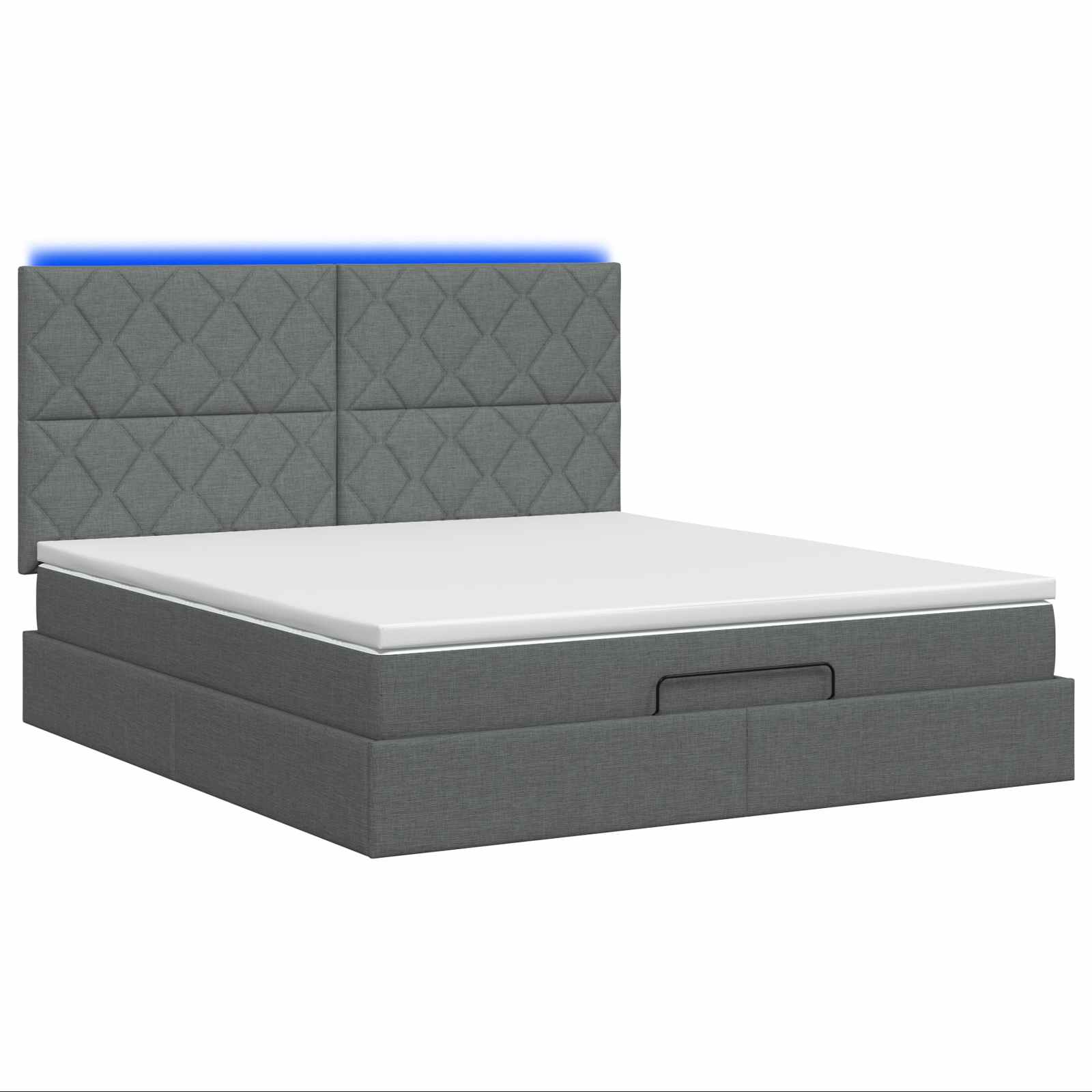 Letto Ottomano con Materasso e LED Grigio Scuro 140 x 200 cm | homemem39