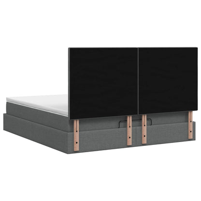 Letto Ottomano con Materasso e LED Grigio Scuro 140 x 200 cm | homemem39