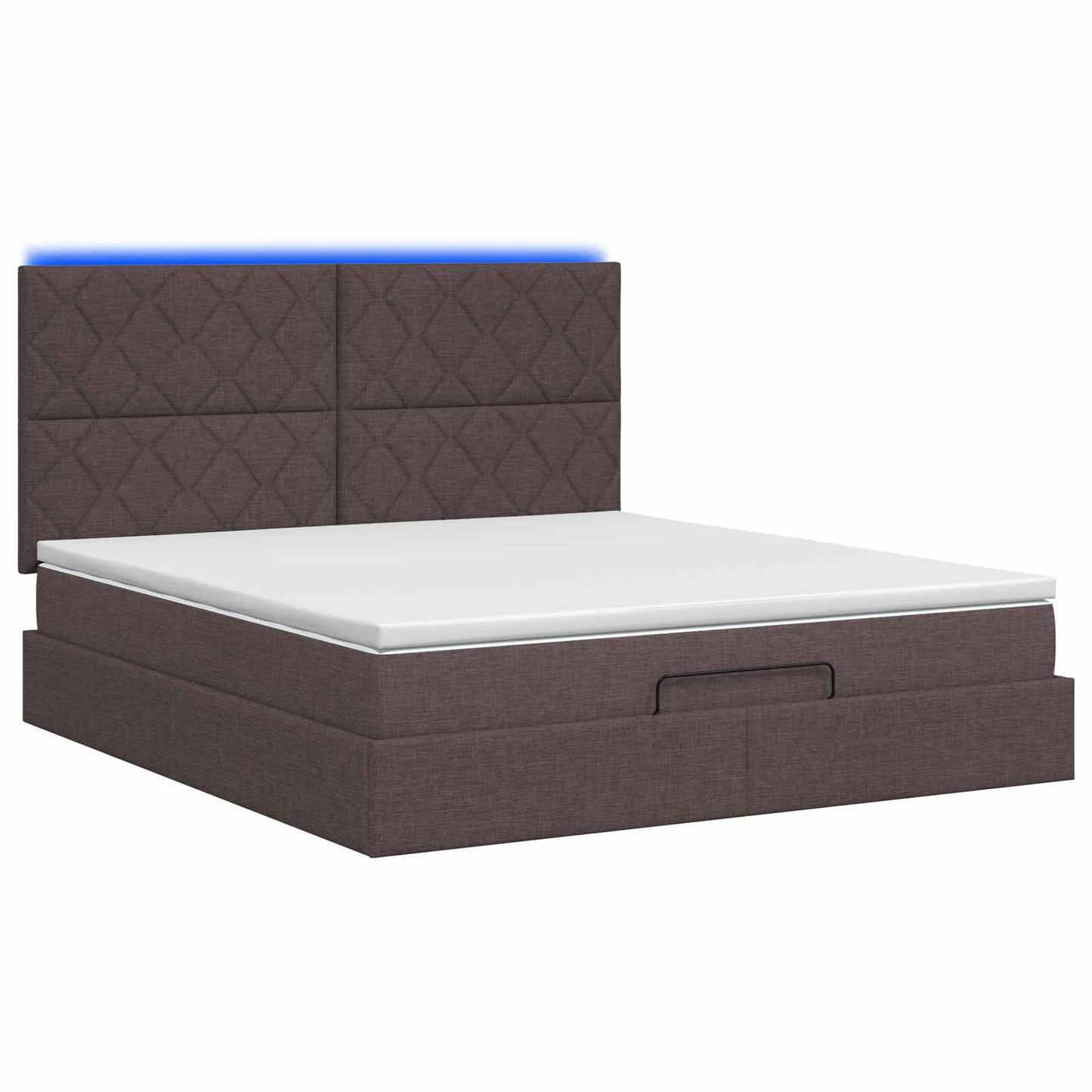 Letto Ottomano con Materasso e LED Marrone Scuro 140 x 200 cm | homemem39