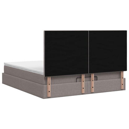 Letto Ottomano con Materasso e LED Tortora 140 x 200 cm Tessuto | homemem39