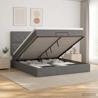 Letto ottomano con materasso Grigio Scuro 140 x 200 cm Tessuto | homemem39