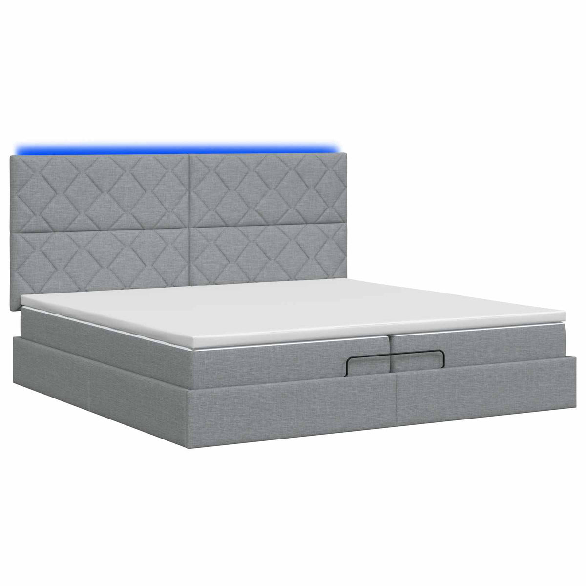 Letto Ottomano con Materasso e LED Grigio Chiaro 200 x 200 cm | homemem39