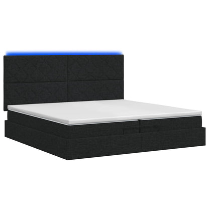 Letto Ottomano con Materasso e LED Nero 200 x 200 cm Tessuto | homemem39