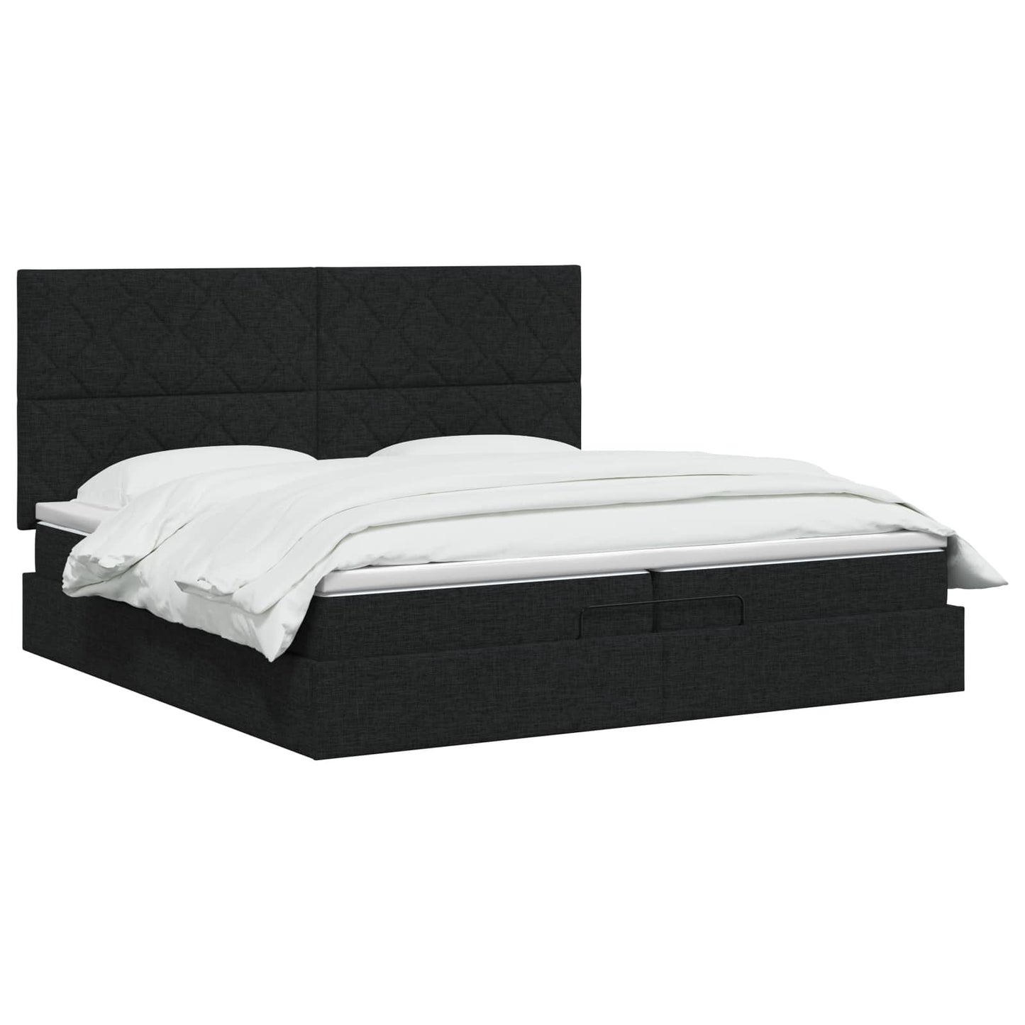 Letto Ottomano con Materasso e LED Nero 200 x 200 cm Tessuto | homemem39