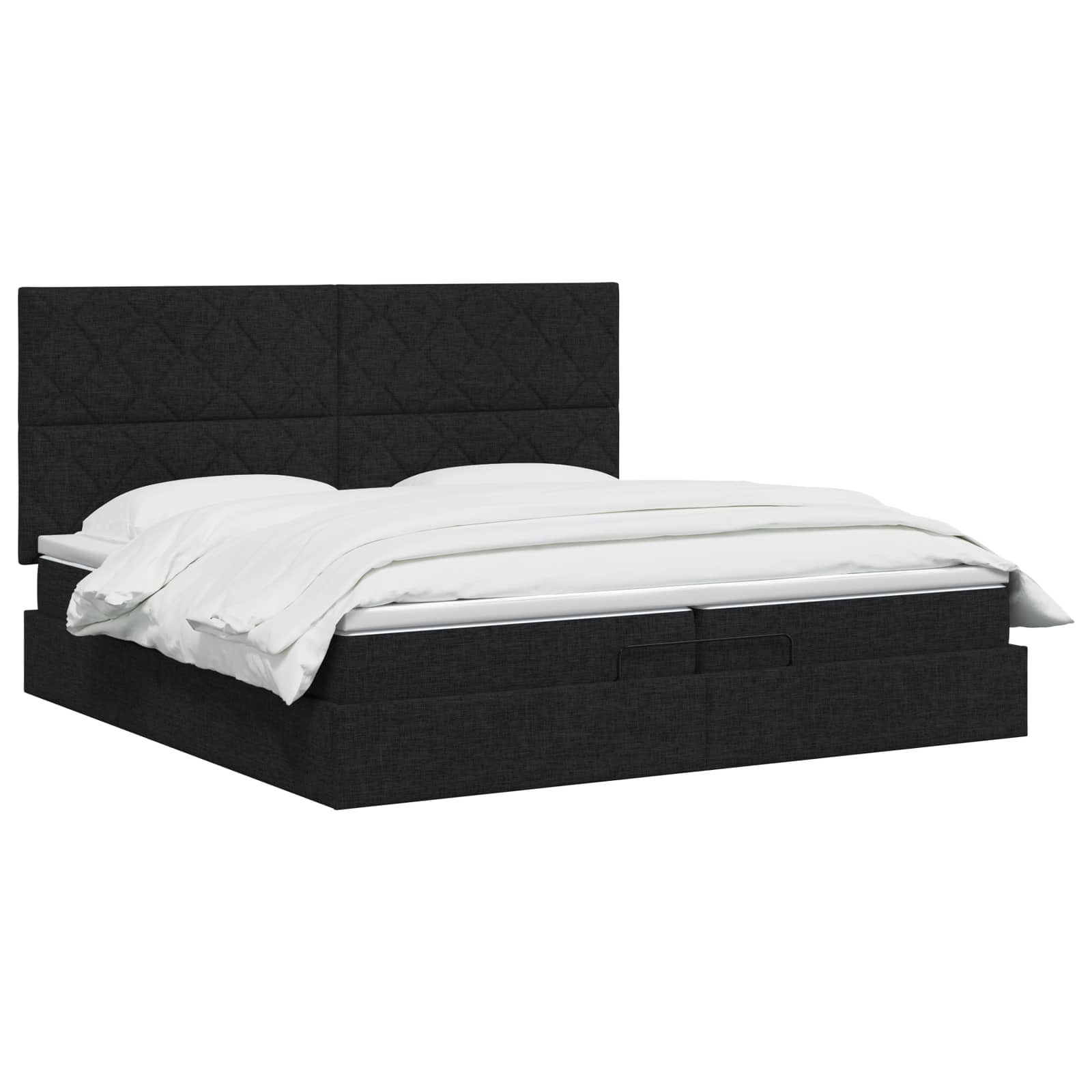 Letto Ottomano con Materasso e LED Nero 200 x 200 cm Tessuto | homemem39