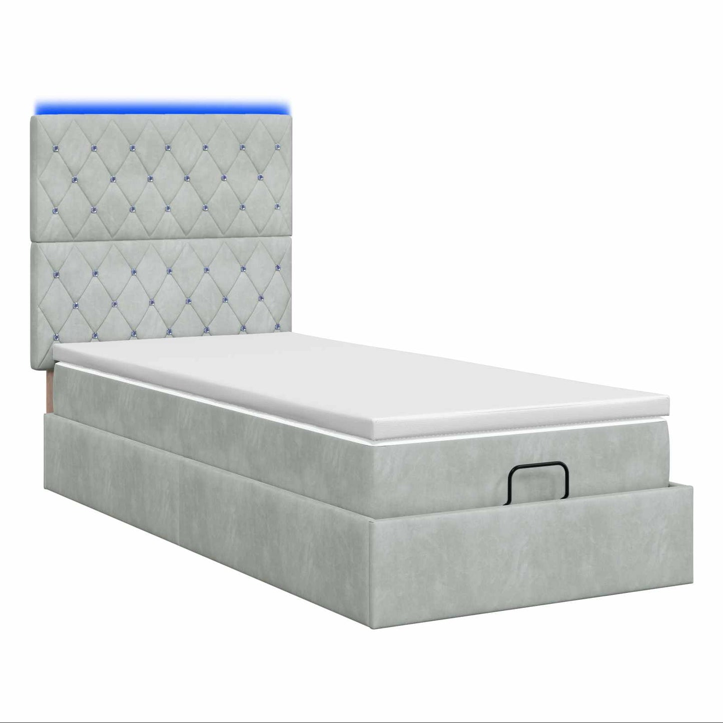 Letto Ottomano con Materasso e LED Grigio Chiaro 80 x 200 cm | homemem39